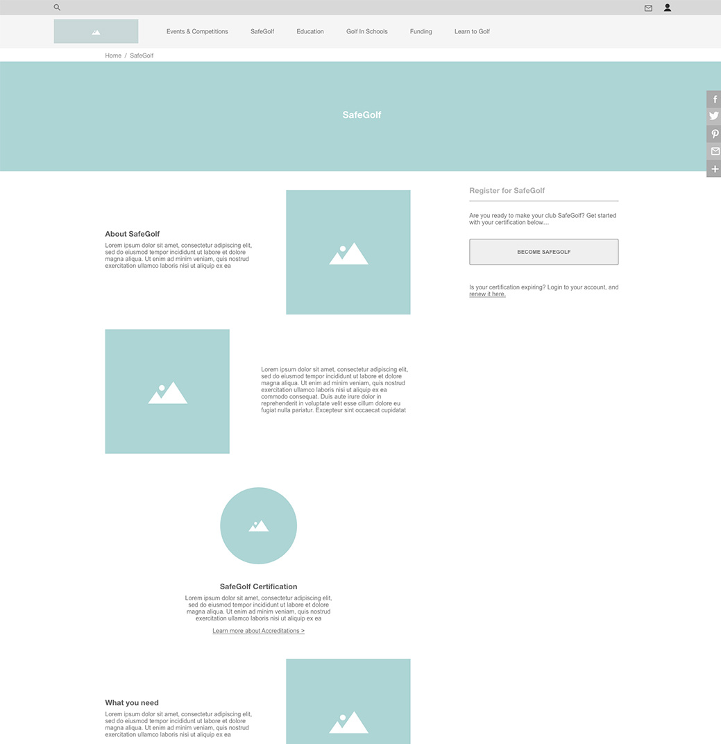 SafeGolf Wireframe